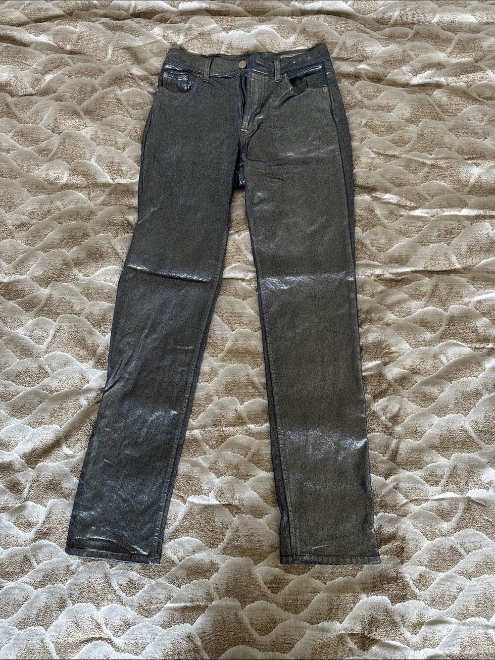 GAP Shimmery Metallic Silver Black Jeans Size 25 / 0